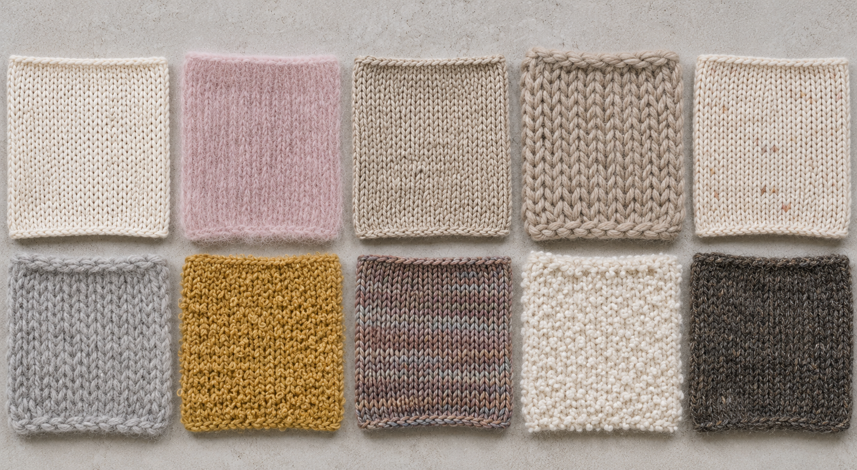Yarn alternative samples for The Mild Sweater knitting pattern